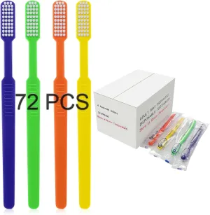 Prepasted Disposable Toothbrush -No Need Water, Toothpaste Integrated, Soft Medium Bristles Travel/Airbnb, 4 Colors Adult Bulk Pack,Mint Flavor (72 Pcs), Individually Wrapped for Travelling,