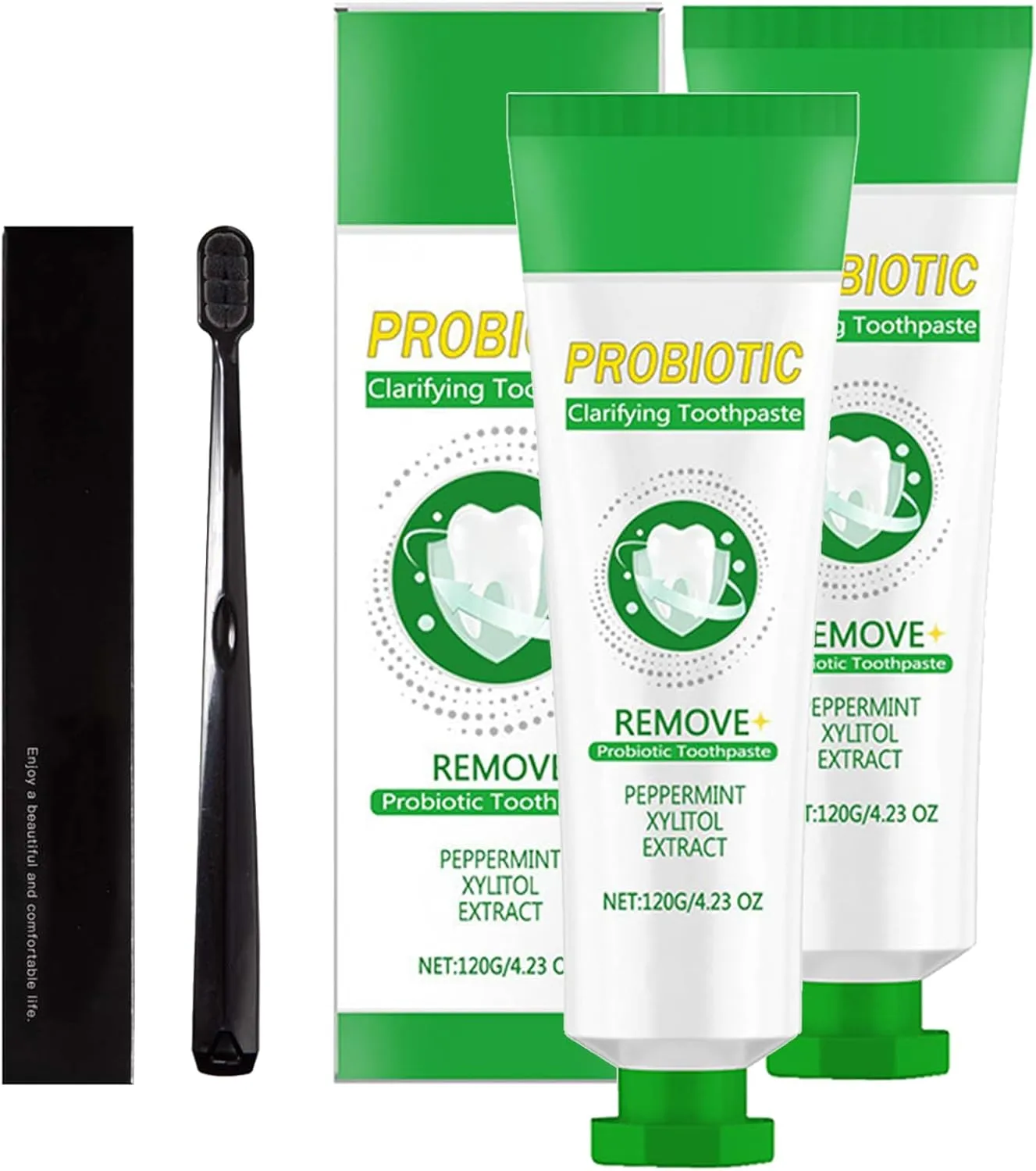 Probiotic Clarifying Toothpaste with Toothbrush, Probiotic Ultra Whitening Toothpaste for Teeth Whitening | Gum Care & Fresh Breath | 140g (2)
