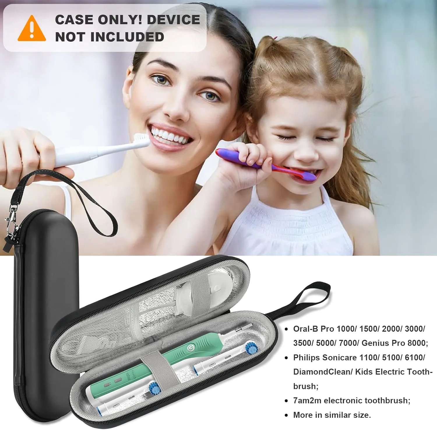 ProCase Electric Toothbrush Hard Travel Case Compatible with Oral-B Pro 1000 8000, Sonicare 1100 5100 6100, Carrying Bag Carrier for Battery Power Rechargeable Toothbrush (Case Only) –Black