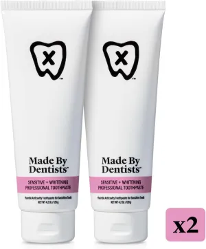 Professional Sensitive   Whitening Toothpaste - Advanced Daily Whitening Toothpaste for Sensitive Teeth, ADA Approved, Vegan, Sulfate-Free, 2 x 4.2oz