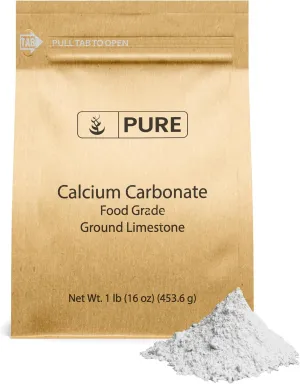 Pure Original Ingredients Calcium Carbonate (1 lb) Dietary Supplement, Food Preservative, Acid Neutralizer