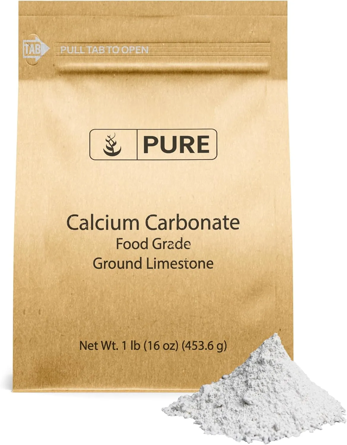 Pure Original Ingredients Calcium Carbonate (1 lb) Dietary Supplement, Food Preservative, Acid Neutralizer