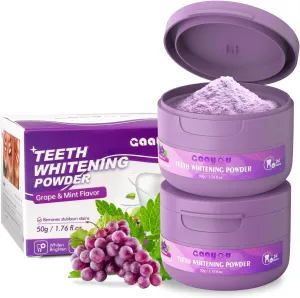 Purple Teeth Whitening, Teeth Whitening Powder Grape & Mint Flavor Tooth Powder Natural Teeth Whitener Color Corrector Toothpaste Powder for Tooth Stain Removal (Pack of 2)