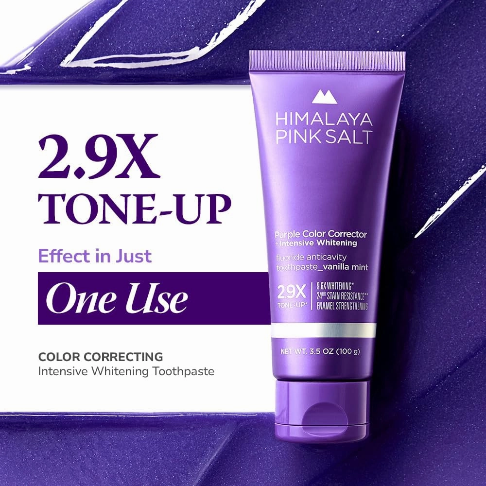 Purple Whitening Toothpaste, 3.5oz (3 Pack) - Deep Stain Remover Toothpaste for Coffee Lovers, Helps Remove Tea and Wine Stains, Plaque Remover for Teeth, with Fluoride, Vanilla Mint