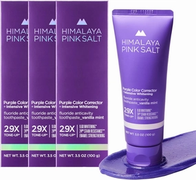 Purple Whitening Toothpaste, 3.5oz (3 Pack) - Deep Stain Remover Toothpaste for Coffee Lovers, Helps Remove Tea and Wine Stains, Plaque Remover for Teeth, with Fluoride, Vanilla Mint