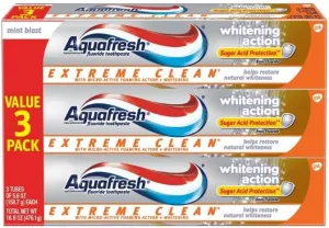 𝙰qu𝒶~Fresh Extreme Clean Toothpaste, Fresh Mint Flavor, Whitening Action Fluoride 5.6 Oz ~ (3 Pack)