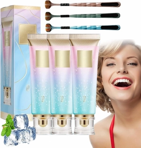 Radiant Whitening Toothpaste, 3PCS Intensive Whitening Toothpaste Remove Tooth Stains Fresh Breath with Matte Toothbrush Natural Gentle Care Deep Tooth Strengthening(#3pc)