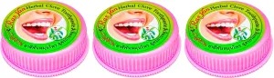 Ras Yan Herbal Clove Toothpaste 25g, Pack of 3. Removes Bad Breath, Dental Plaque, Coffee & Tea Stains, Keeping Your Teeth White All The Time. Imported from Thailand.