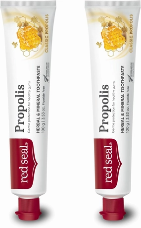 Red Seal Propolis Herbal & Mineral Natural Toothpaste - Fluoride Free, Organic, NATRUE Certified Natural- Supports Natural Gum Health and Oral Hygiene, Prevents Plaque, Vegan, Cruelty-Free (2)