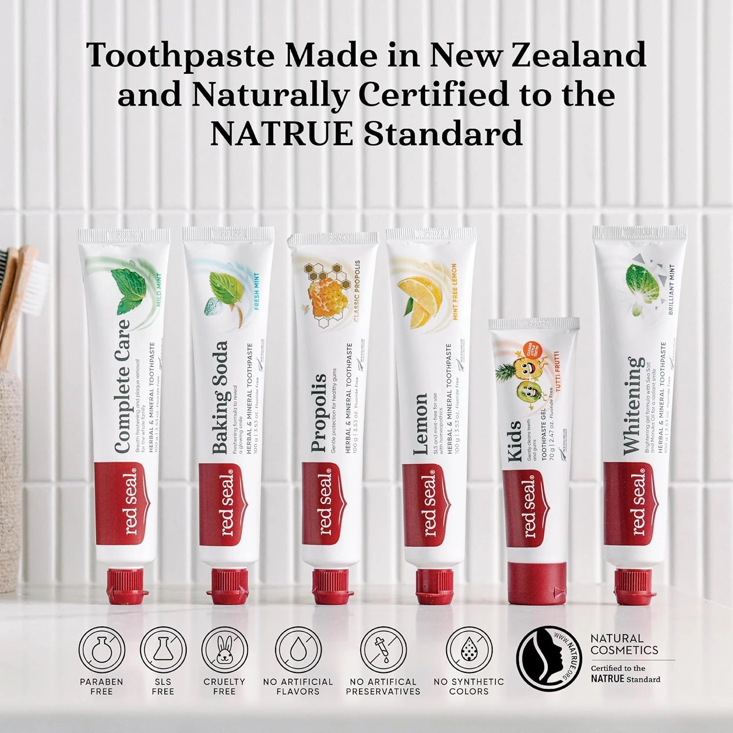 Red Seal Propolis Herbal & Mineral Natural Toothpaste - Fluoride Free, Organic, NATRUE Certified Natural- Supports Natural Gum Health and Oral Hygiene, Prevents Plaque, Vegan, Cruelty-Free (2)