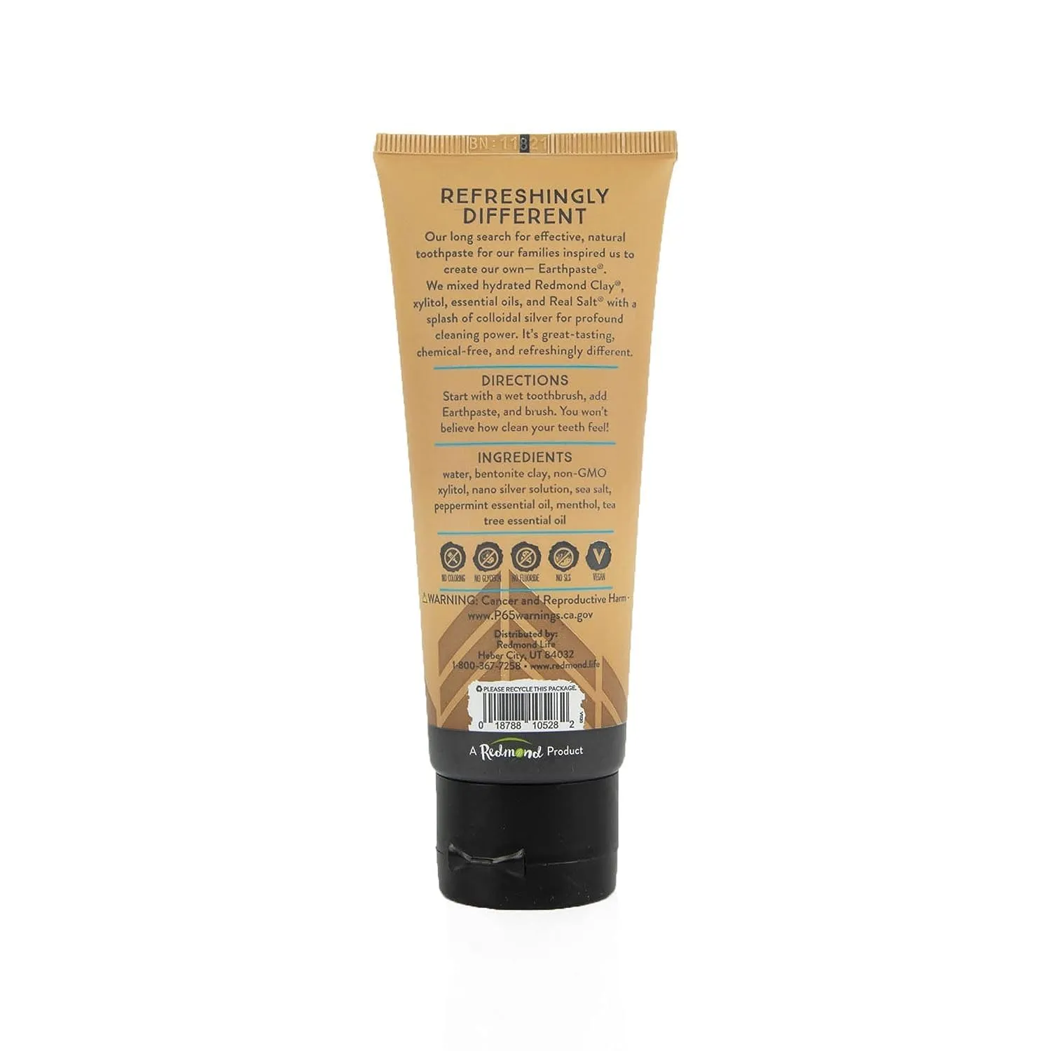 Redmond Earthpaste, Natural Non-Flouride Toothpaste, Peppermint, 4 Ounce (Pack of 12)