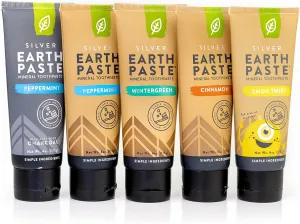Redmond Earthpaste with Silver | Natural Non-Fluoride Toothpaste Bundle
