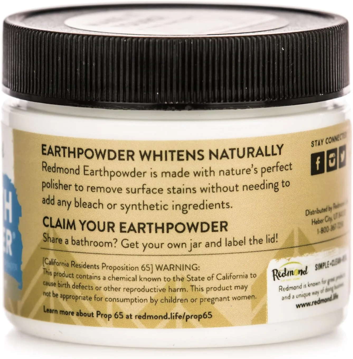 Redmond Earthpowder, All Natural Tooth and Gum Powder Bentonite Clay, Peppermint