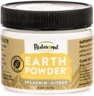 REDMOND Earthpowder - All Natural Tooth and Gum Powder Bentonite Clay, Vegan Non-Fluoride Non GMO Real Ingredients Toothpaste, Citrus (1.8 Ounce Jar)