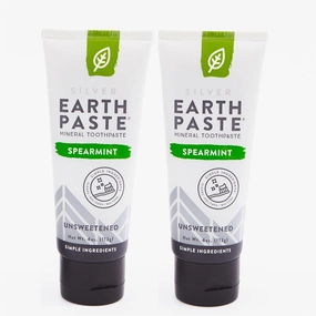 Redmond Earthpaste - All Natural Non-Fluoride Toothpaste, Unsweetened Spearmint 4 Ounce Tube (2 Pack)