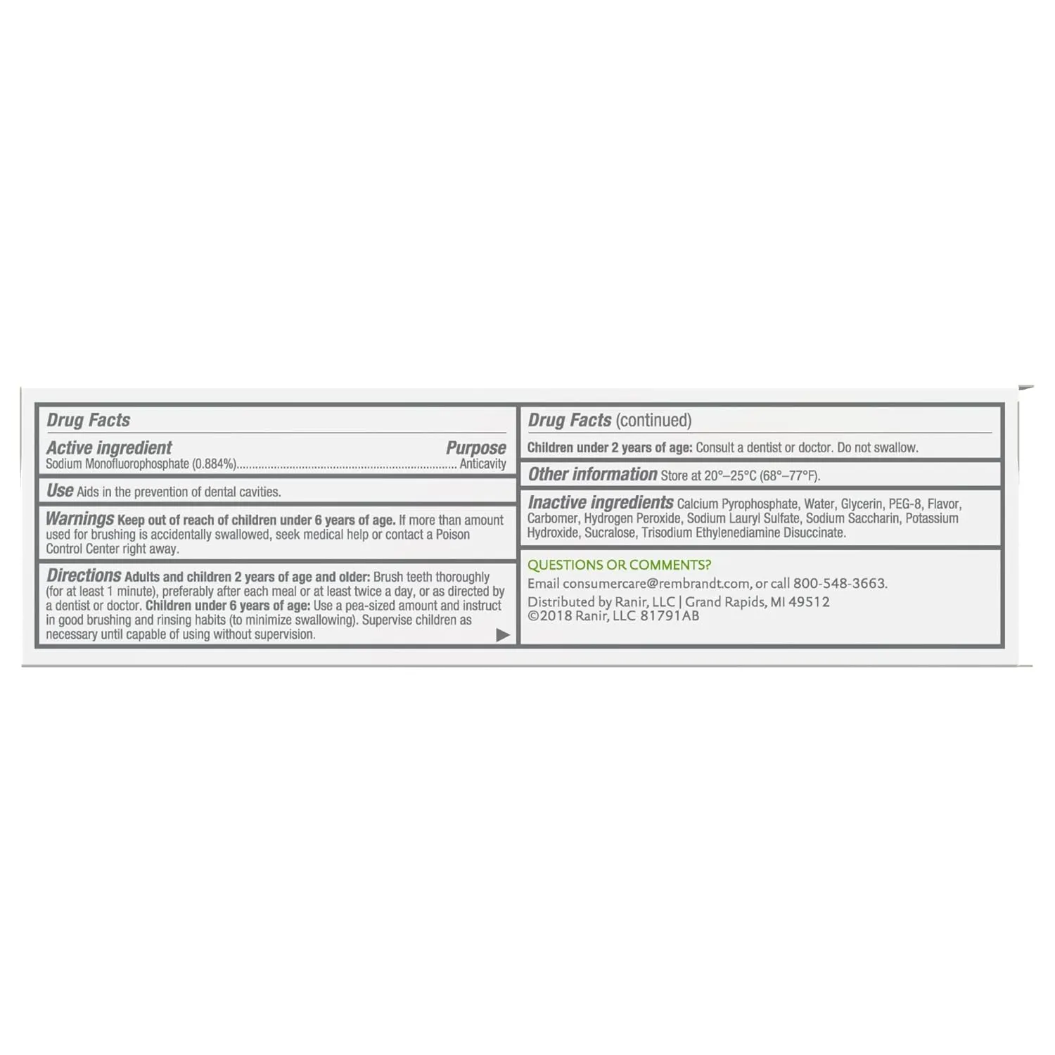 Rembrandt Deeply White   Peroxide Whitening Toothpaste, Fresh Mint Flavor, 2.6 Ounce (Pack of 2)