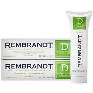 Rembrandt Deeply White   Peroxide Whitening Toothpaste, Fresh Mint Flavor, 2.6 Ounce (Pack of 2)