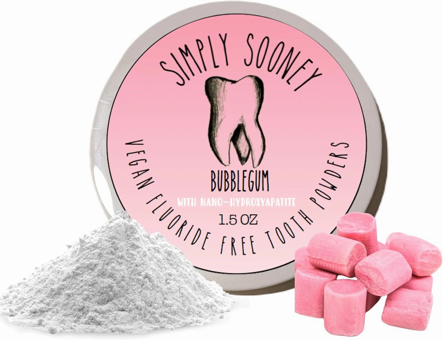 Remineralizing Vegan Mineral Toothpaste Powder I Bubblegum Nano-hydroxyapatite Formula for Kids and Adults I Natural Whitening I Stronger Teeth 1.5oz (1.5 oz jar)