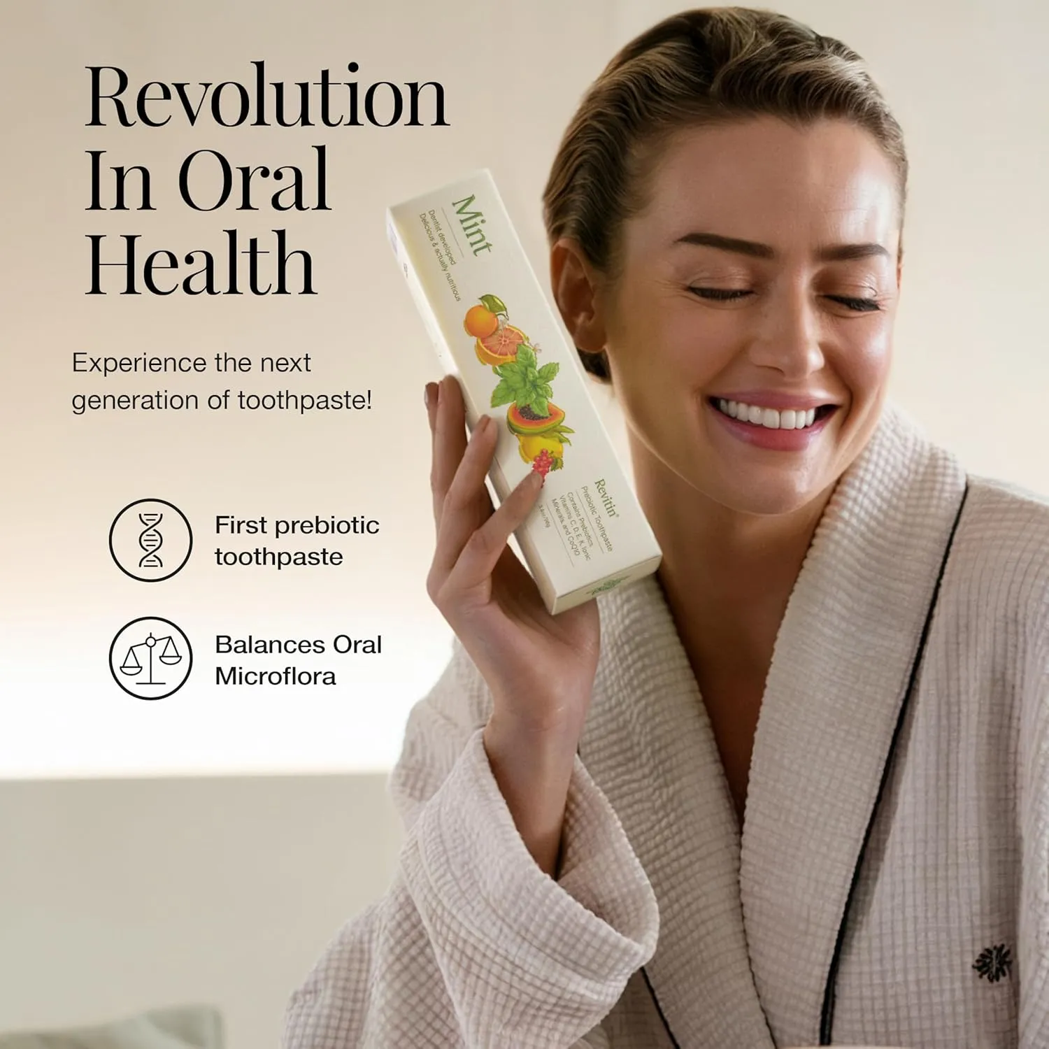 Revitin Toothpaste | Fluoride-Free Prebiotic Mint Tooth Gel | No SLS, Gluten Free, Dye Free, GMO Free, No Sweeteners | Non-Toxic, Kid Approved, Pack of 5