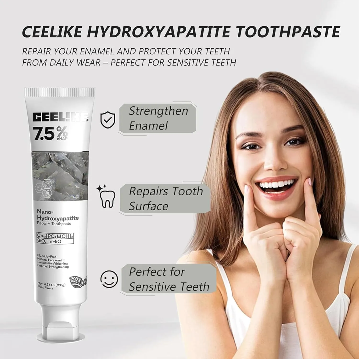 Rovaxz Toothpaste, Fluoride-Free Hydroxyapatite Toothpastes, Celike Hydroxyapatite Toothpaste, Repair and Protect Teeth, Fresh Breath, Remove Stain