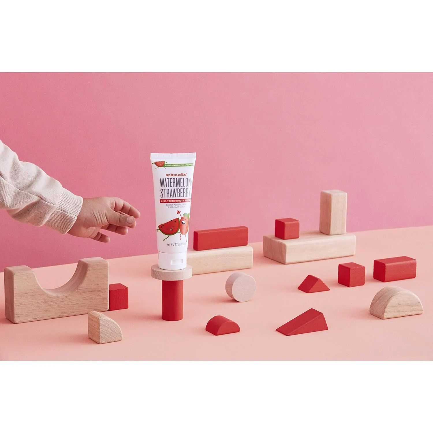 Schmidt's Children's Toothpaste For Clean Teeth, Watermelon   Strawberry, Fluoride Free 4.7 oz 6 Count