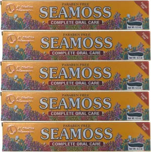 Seamoss Toothpaste with Clove, Tea-Tree, Neem, Babool, and Eucalyptus Oils - Paraben Free & Refreshing Oral Care for Sensitive Teeth - Halal - Pack of 5