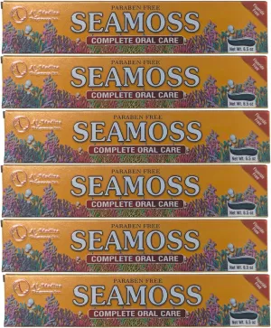 Seamoss Toothpaste with Clove, Tea-Tree, Neem, Babool, and Eucalyptus Oils - Refreshing Oral Care for Sensitive Teeth - Halal - Pack of 6