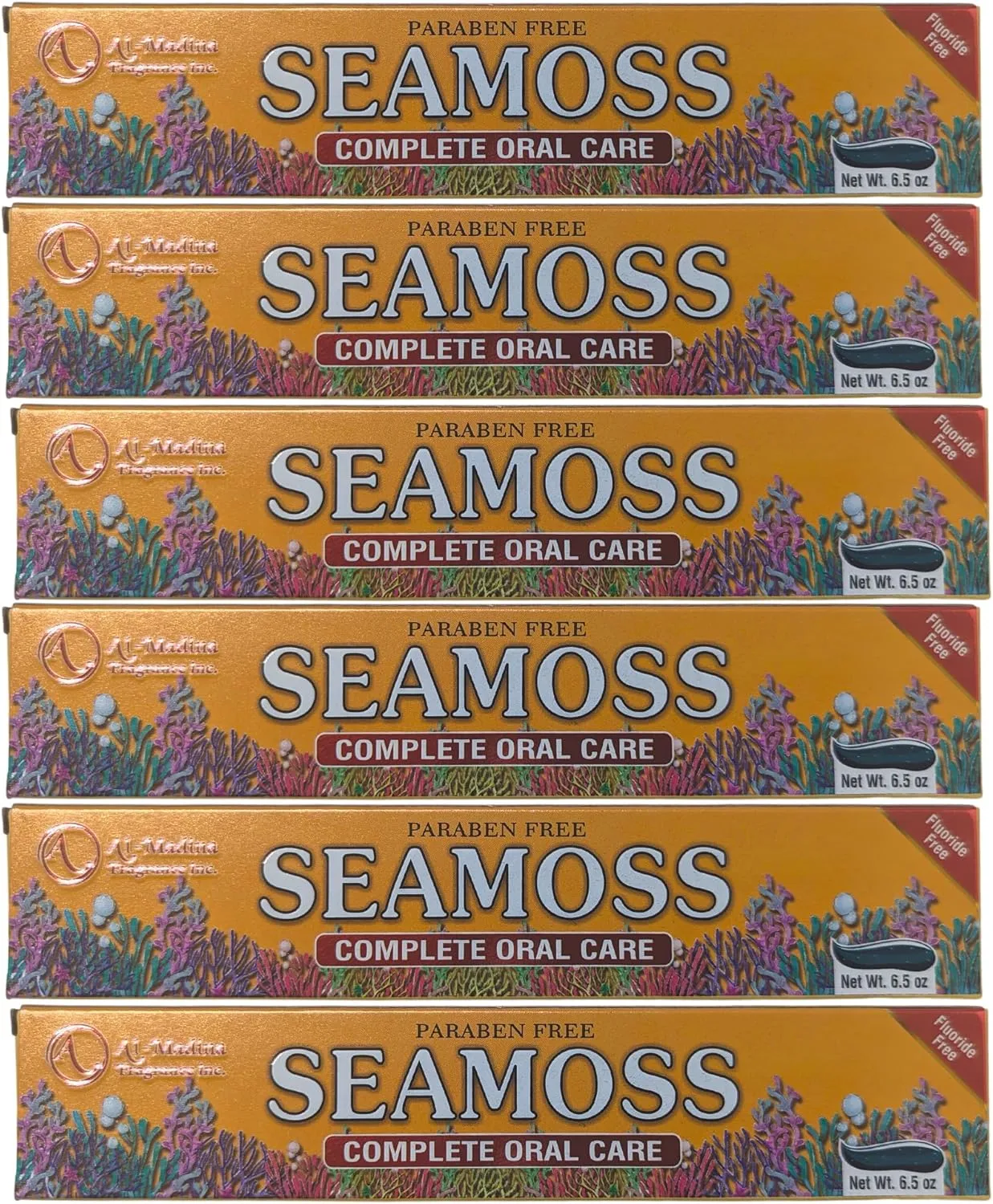 Seamoss Toothpaste with Clove, Tea-Tree, Neem, Babool, and Eucalyptus Oils - Refreshing Oral Care for Sensitive Teeth - Halal - Pack of 6