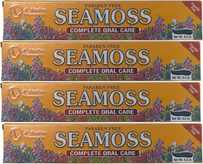 Seamoss Toothpaste with Clove, Tea-Tree, Neem, Babool, and Eucalyptus Oils - Paraben Free & Refreshing Oral Care for Sensitive Teeth - Halal - Pack of 4