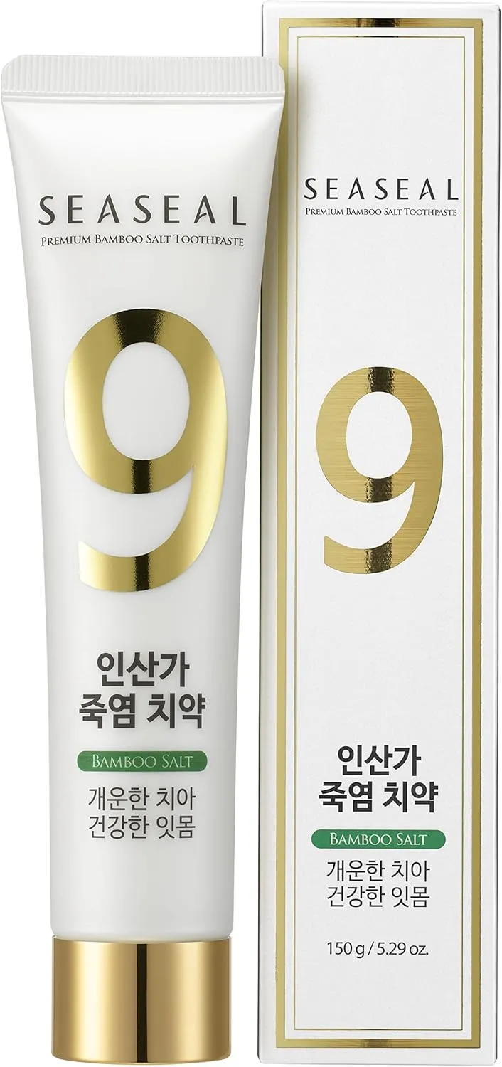 Seaseal Bamboo Salt Toothpaste, with Korea's 9X Baked Bamboo Salt to Prevent Gum Inflammation, Cavity, Caries, Fluoride-Free, SLS Free, 5.29 oz (Pack of 4)