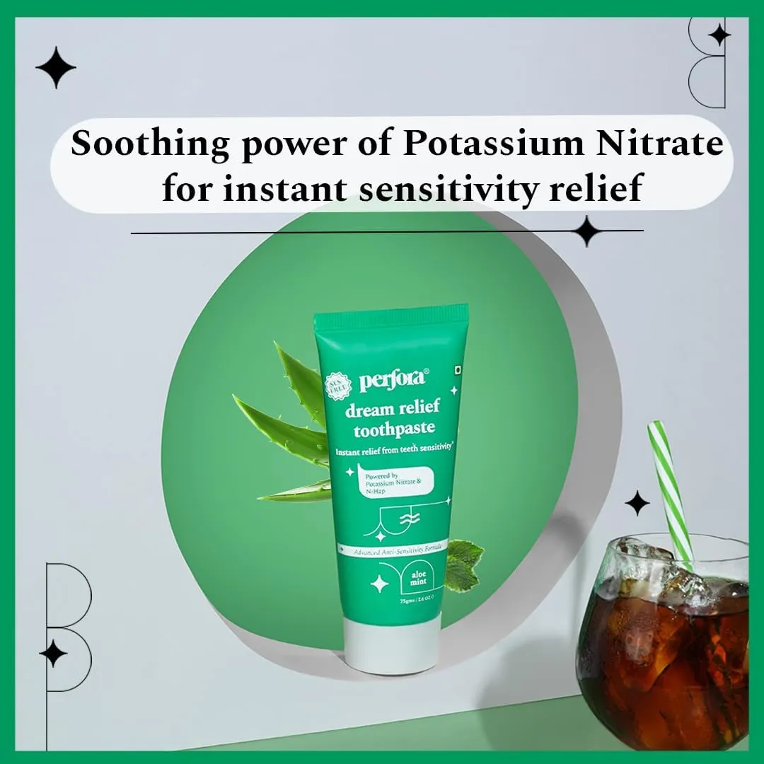 Sensitive Toothpaste - 75 grams | Instant Sensitivity Relief | SLS Free & No Artificial Sweeteners | Made Safe Certified | Vegan Friendly Gel Toothpaste (Pack of 1, Dream Relief - Aloe Mint)