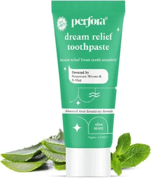 Sensitive Toothpaste - 75 grams | Instant Sensitivity Relief | SLS Free & No Artificial Sweeteners | Made Safe Certified | Vegan Friendly Gel Toothpaste (Pack of 1, Dream Relief - Aloe Mint)