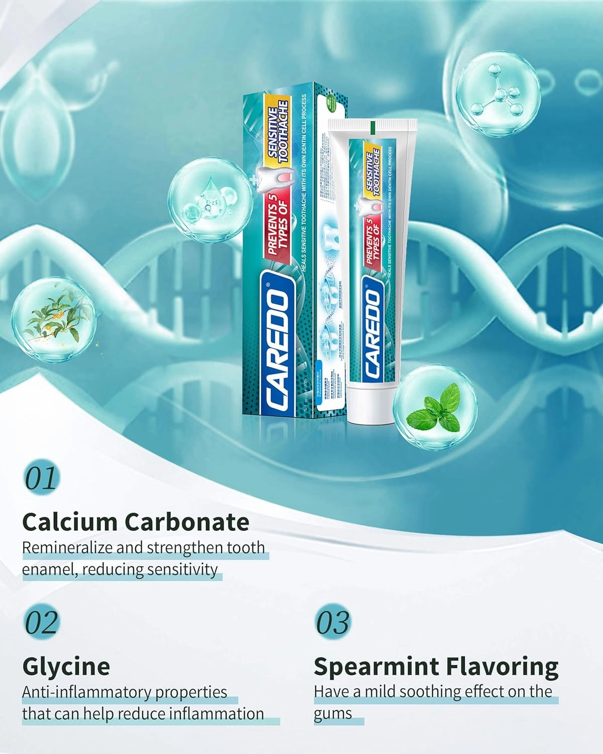 Sensitive Teeth Relief Toothpaste for Adults, Enamel Repair, Remineralizing, Tooth Sensitivity Relief, Fluoride Free 3.52OZ