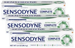 Sensodyne Complete Protection Sensitive Toothpaste for Gingivitis, Sensitive Teeth Treatment, Extra Fresh - 3.4 Ounces (Pack of 3)