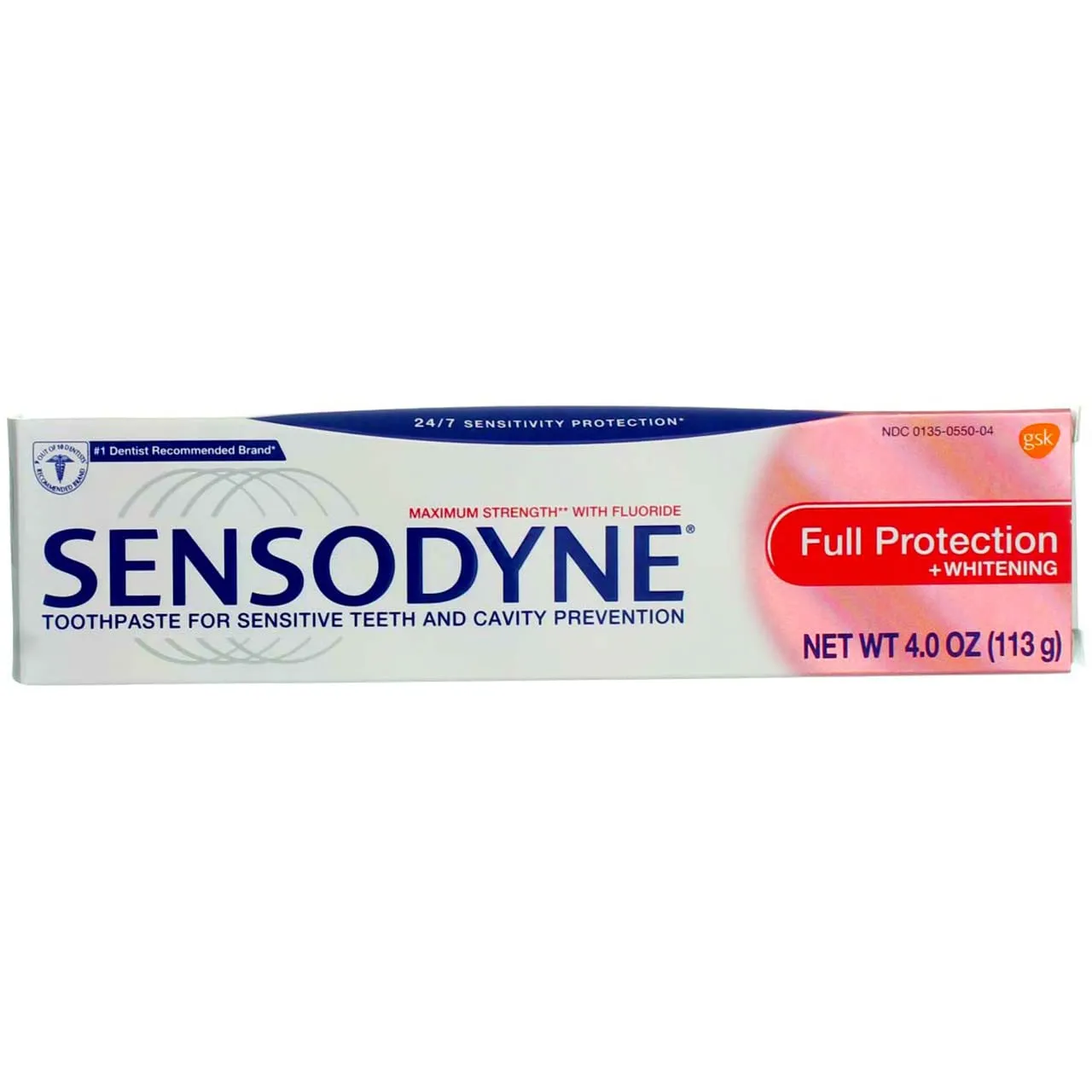 Sensodyne Maximum Strength Anticavity Toothpaste for Sensitive Teeth With Fluriode And Cavity Proctection, Full Protection - 4 Oz