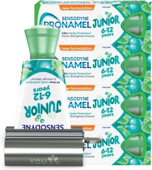 Sensodyne Pronamel Children Daily Fluoride Toothpaste [Pack of 4], 4 Tubes of 50ml (Total 200ml) Bundle with You1st Stainless Steel Toothpaste Squeezer