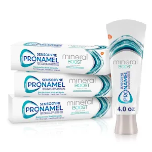 Sensodyne Pronamel Mineral Boost Enamel Toothpaste for Sensitive Teeth, to Replenish Minerals and Strengthen Enamel, Peppermint - 4 Ounces (Pack of 3)