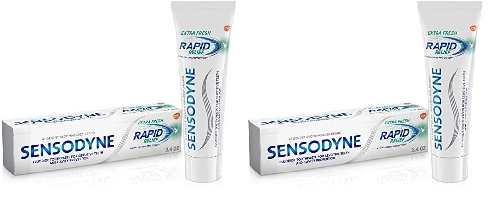 Sensodyne Rapid Relief Sensitive Toothpaste, Cavity Prevention and Sensitive Teeth Treatment - 3.4 Ounces (Pack of 2)