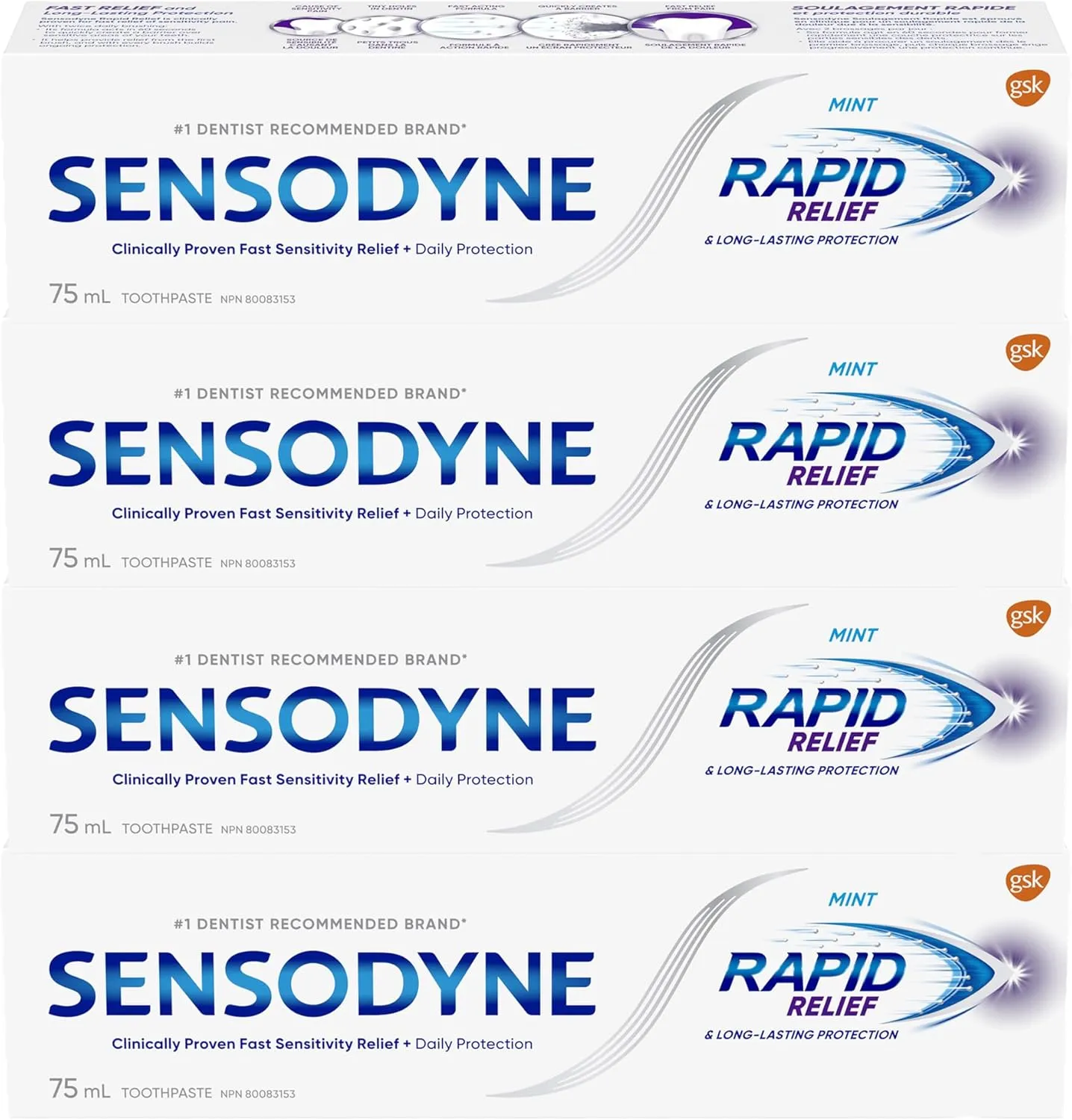 Sensodyne Rapid Relief Sensitivity Toothpaste, Mint, 3.4 oz (Pack of 2)