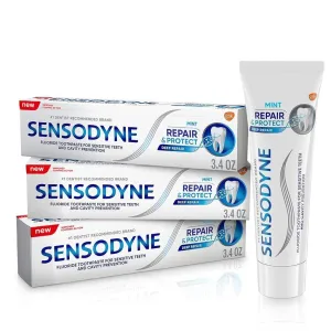 Sensodyne Repair and Protect Mint Toothpaste, Toothpaste for Sensitive Teeth and Cavity Prevention, 3.4 oz (Pack of 3)