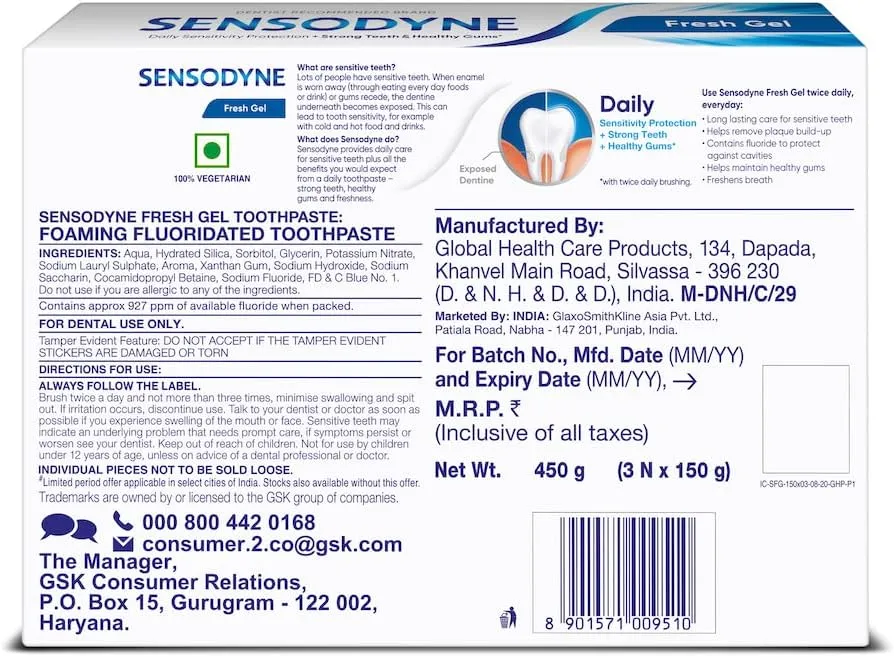 Sensodyne Sensitive Toothpaste Combo Pack 3 x 150g