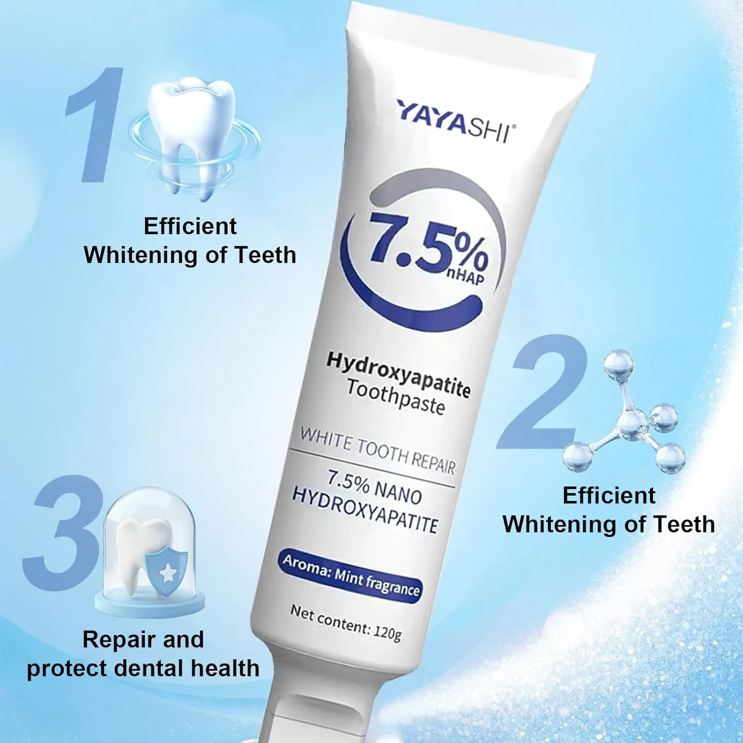 Set 2-Pack Hydroxyapatite Toothpastes for Enamel Protection and Tooth Strengthening, Gentle Mint, Fresh Breath, Daily Use for Oral Health