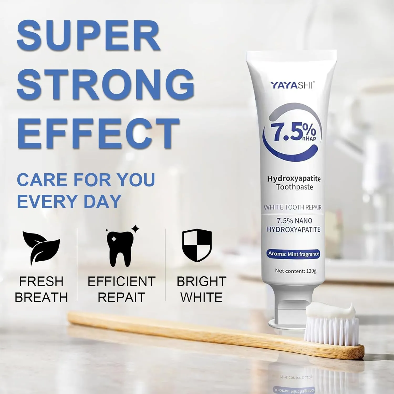 Set 2-Pack Hydroxyapatite Toothpastes for Enamel Protection and Tooth Strengthening, Gentle Mint, Fresh Breath, Daily Use for Oral Health