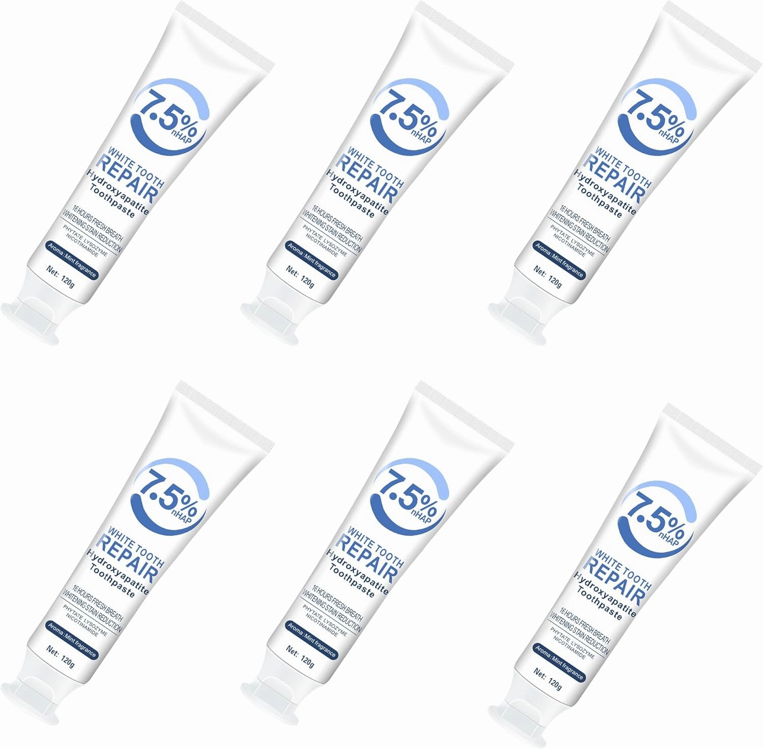 Set 2 Pack 7.5% Hydroxyapatite Toothpaste for Enamel Protection and Tooth Strengthening, Gentle and Effective Formula, Sensitive Teeth, Gentle Mint, Daily Use for Oral Health (6)