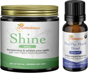 Shine Remineralizing Natural Teeth Whitening Powder in Mint   Healthy Mouth Blend Organic Toothpaste & Mouthwash Alternative Tooth Oil