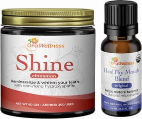 Shine Remineralizing Natural Teeth Whitening Powder in Cinnamon   Healthy Mouth Blend Organic Toothpaste & Mouthwash Alternative Tooth Oil