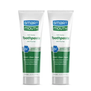 SmartMouth Premium Zinc Ion Toothpaste - Whitening - with Fluoride - Refreshing, Anti-Cavity Toothpaste for Adults - Strengthens Enamel - Mild Mint Flavor, 6 oz (2 Pack)