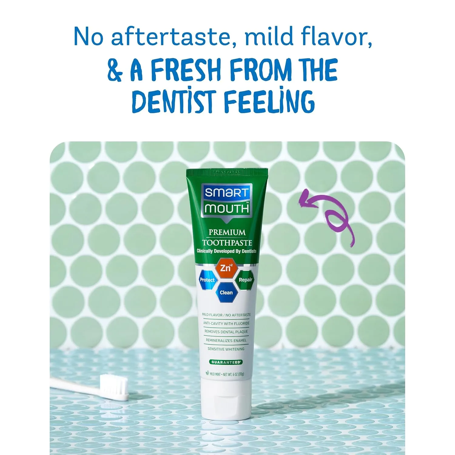 SmartMouth Toothpaste, Refreshing Mint, 6-Ounce Tube (Pack of 3)