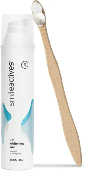 Smileactives Teeth Whitening Gel for Toothpaste with Clinical-Grade Hydrogen Peroxide, Tooth Stain Remover for White Teeth, Dentist Quality Pro Whitening Gel to Remove Stains, 90 Day, 3.8 oz Bottle