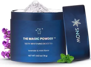SNOW Magic Toothpaste Whitening Booster Powder - Teeth Whitening & Brightening Powder - Oral Care with Calcium Carbonate and Hydroxyapatite, Great Addition to Teeth Kits Lavender & Mint Flavor, 18g